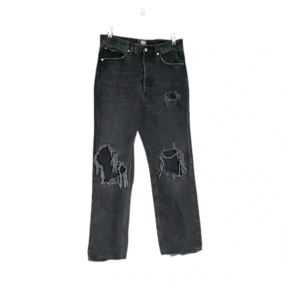 BDG Urban Outfitters High Rise Distressed Relaxed Straight Black Jeans Womens 28 - Picture 1 of 13